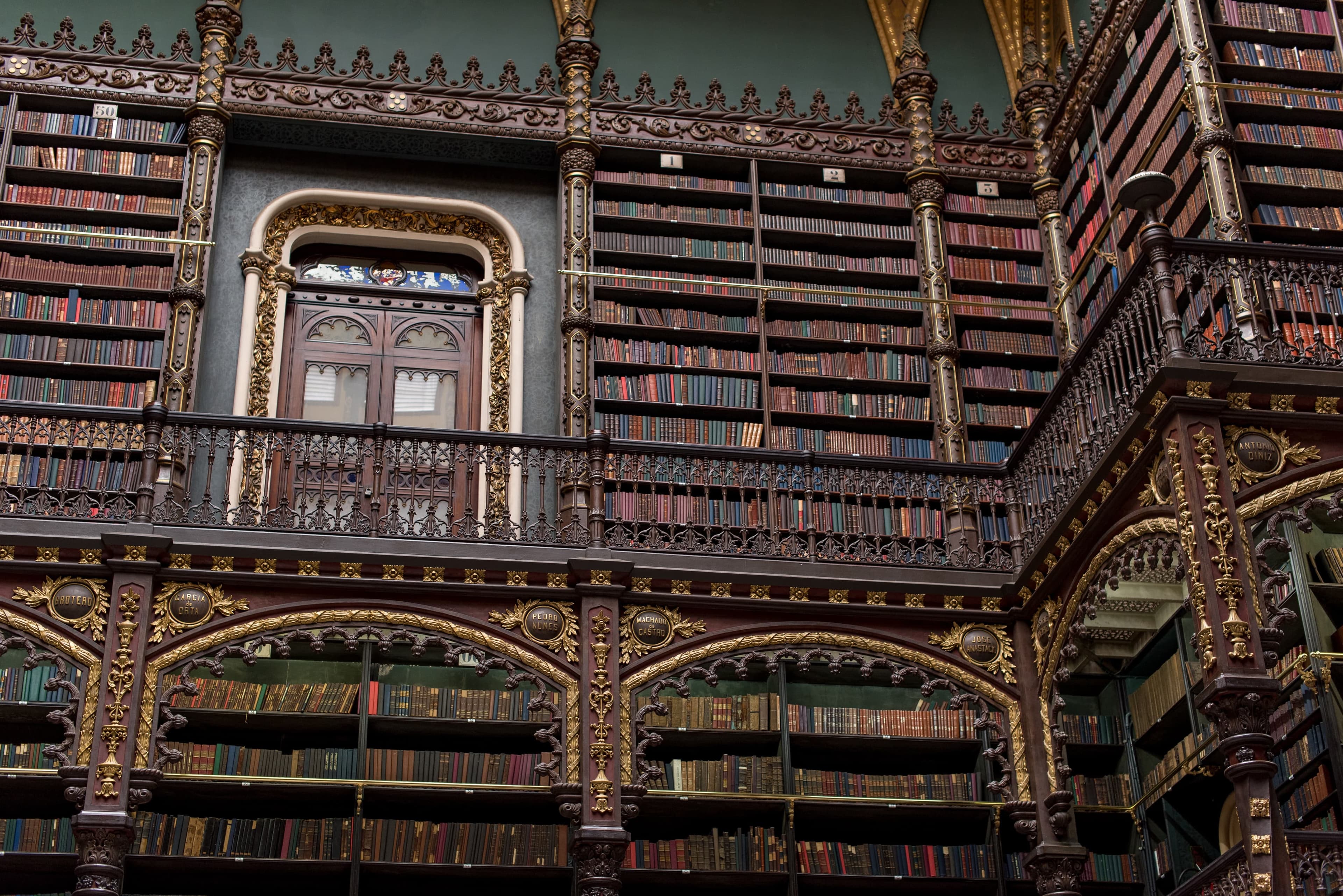 beautiful vintage library with decorated shelves